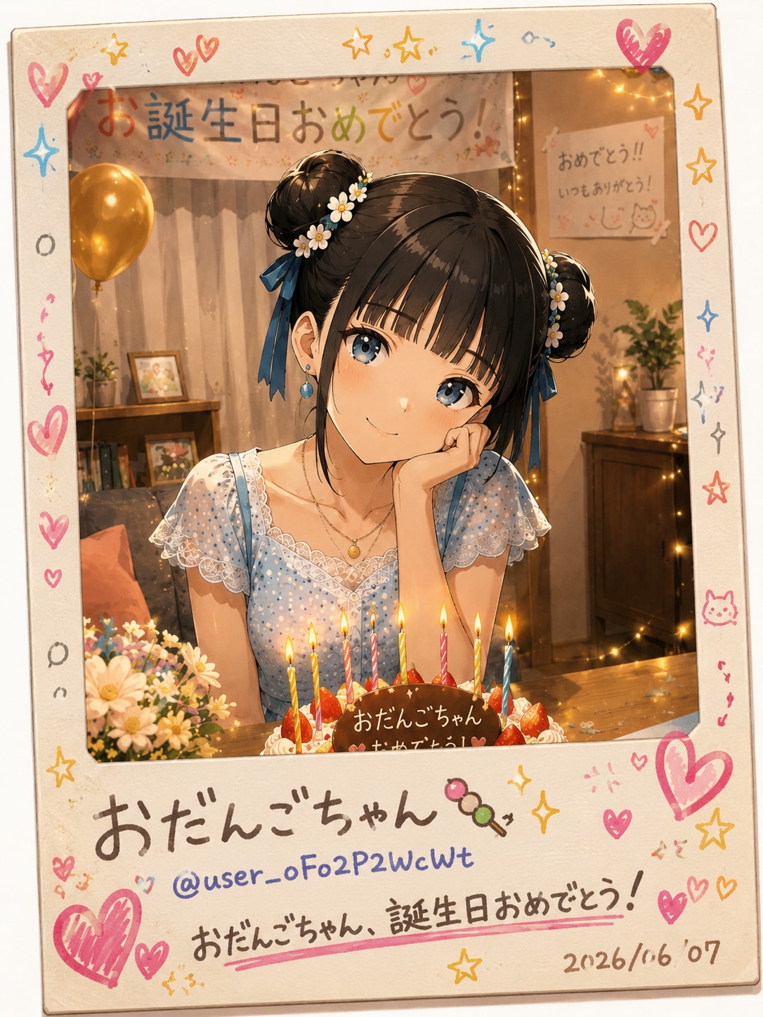 おだんごちゃんの誕生日のデコフォト