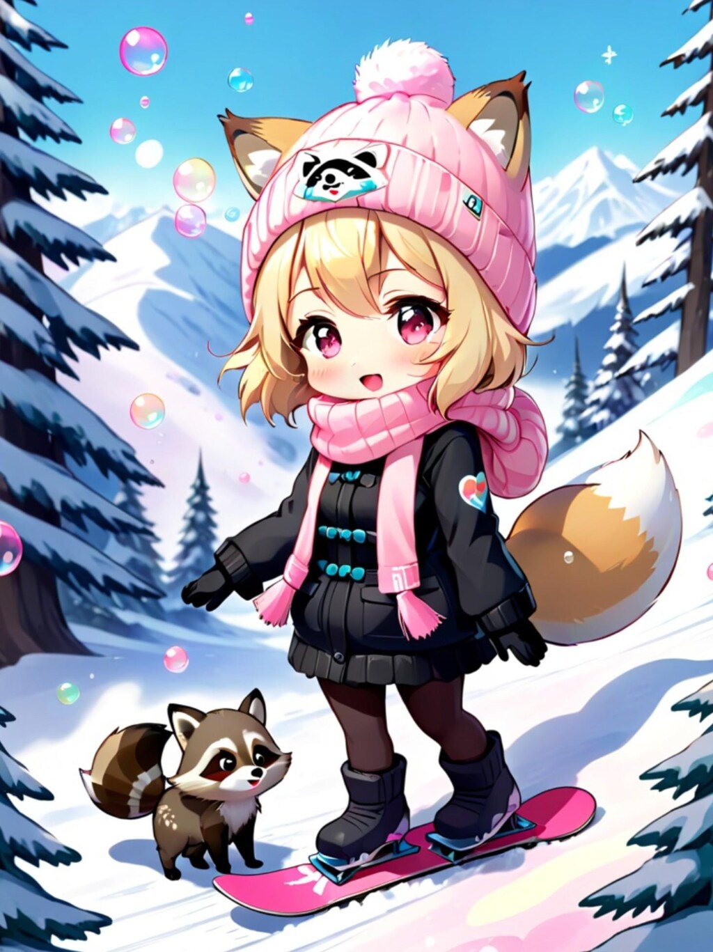 スノボする金髪ちゃん