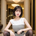 ボブカットの美人OLのしゃがみパンプス姿 9枚目