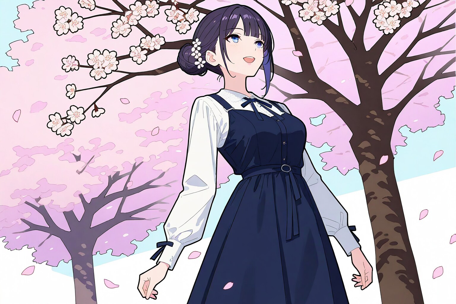 桜🌸を見上げるおだんごちゃん🍡✨ | の人気AIイラスト・グラビア