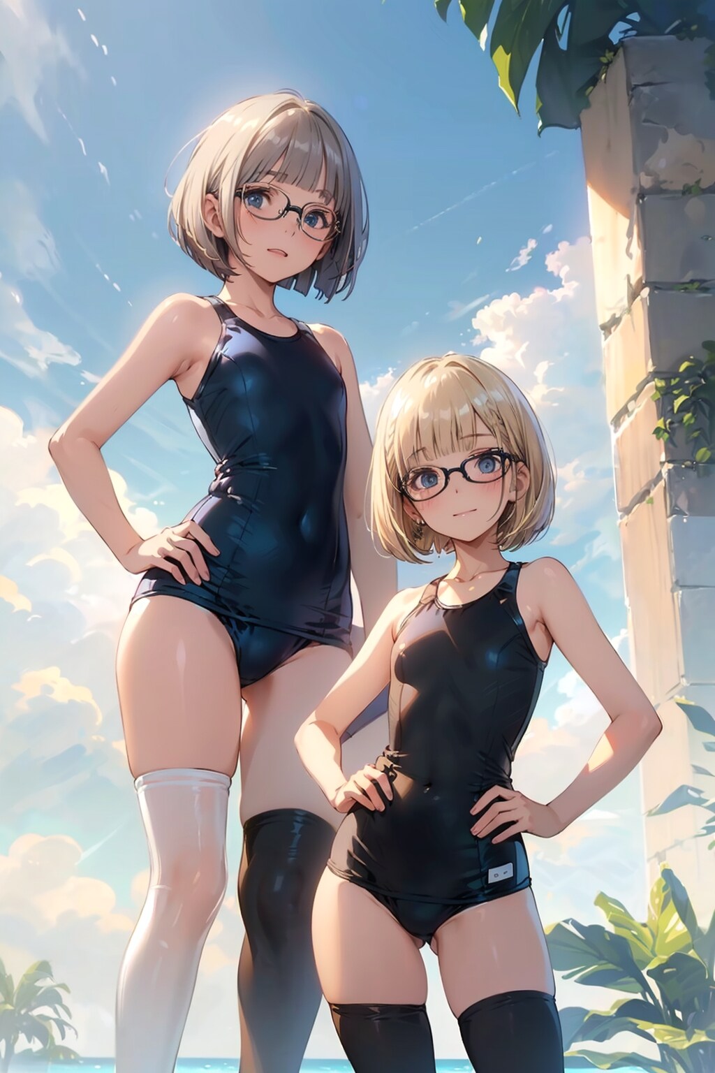 スク水の眼鏡っ娘たち