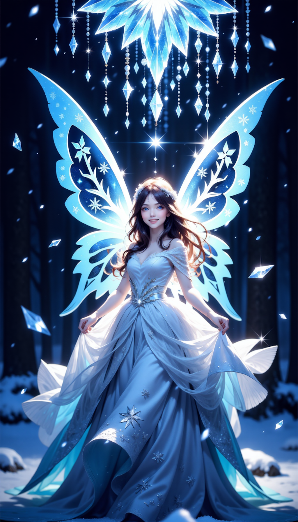 結晶の牢獄からの脱出：雪の檻から春へ羽ばたく