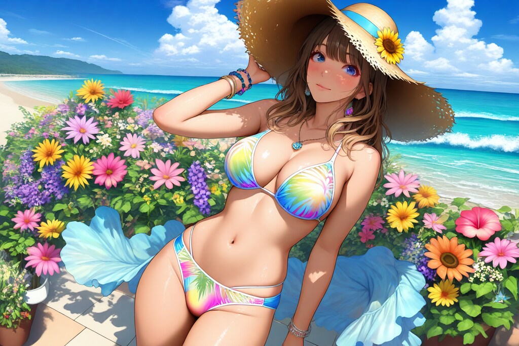 💕🌊☀️2モデル ビーチリゾートで記念写真☀️🌊💕