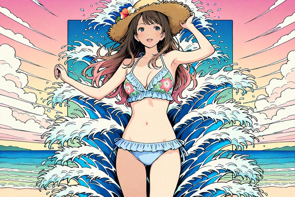 💕🌊☀️2モデル ビーチリゾートで記念写真☀️🌊💕