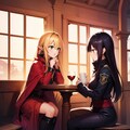 エルフ魔女と人間魔女の仲良しお茶会 2枚目