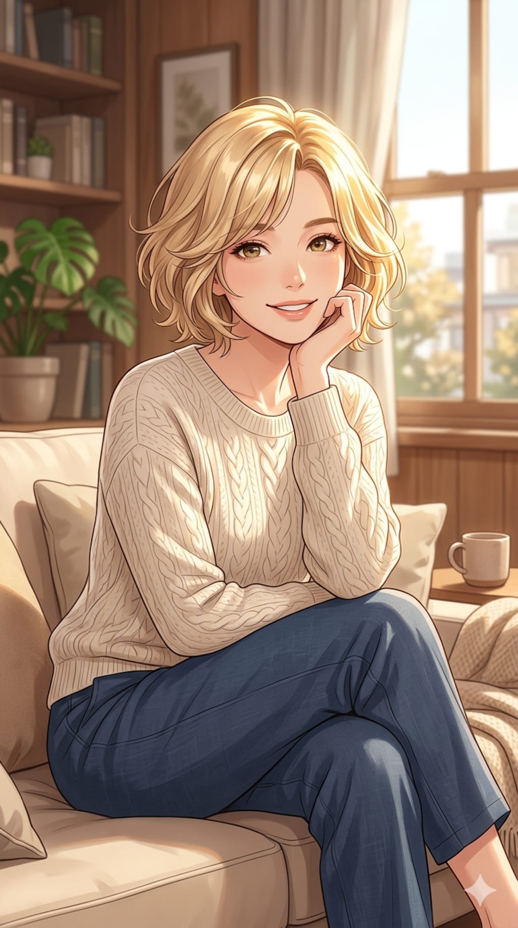 暖かな光の中で微笑む女性 2