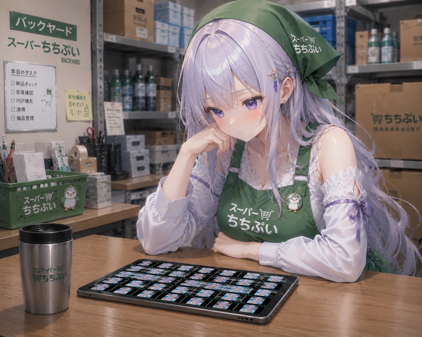 撮影した画像を見てるVEGAちゃん