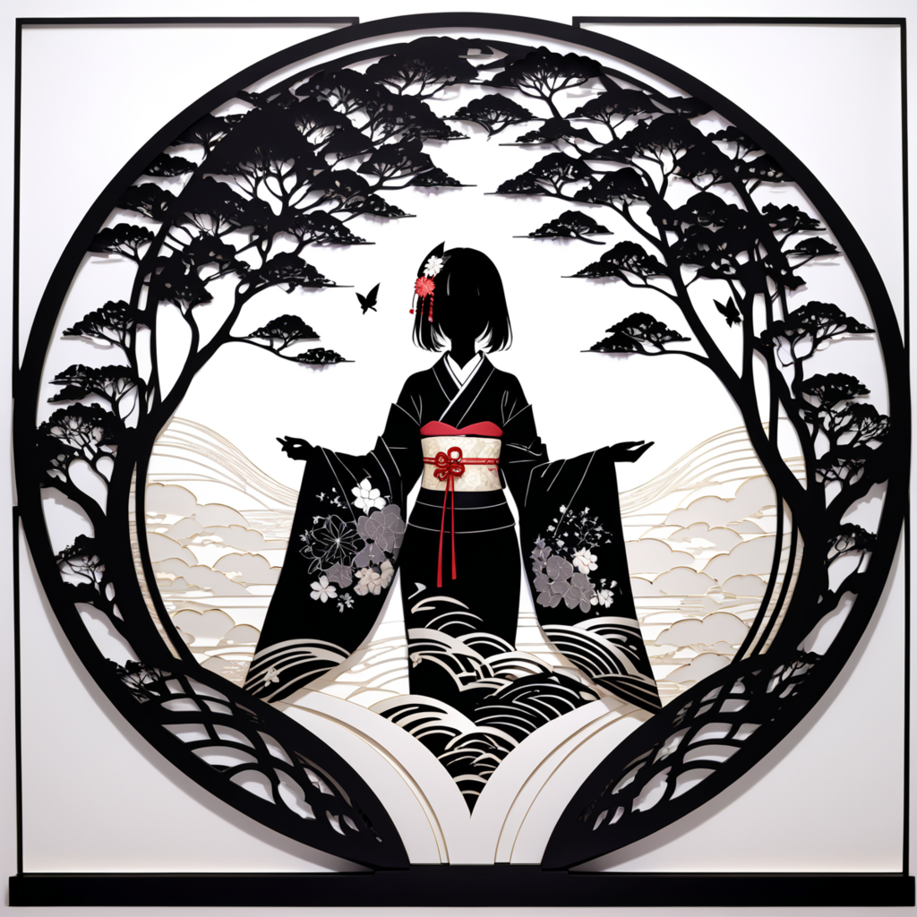 和服美人（ペーパーアート風）