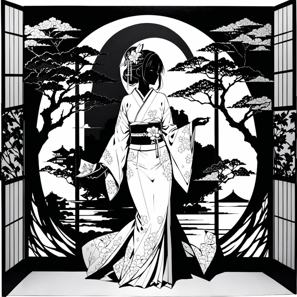 和服美人（ペーパーアート風）