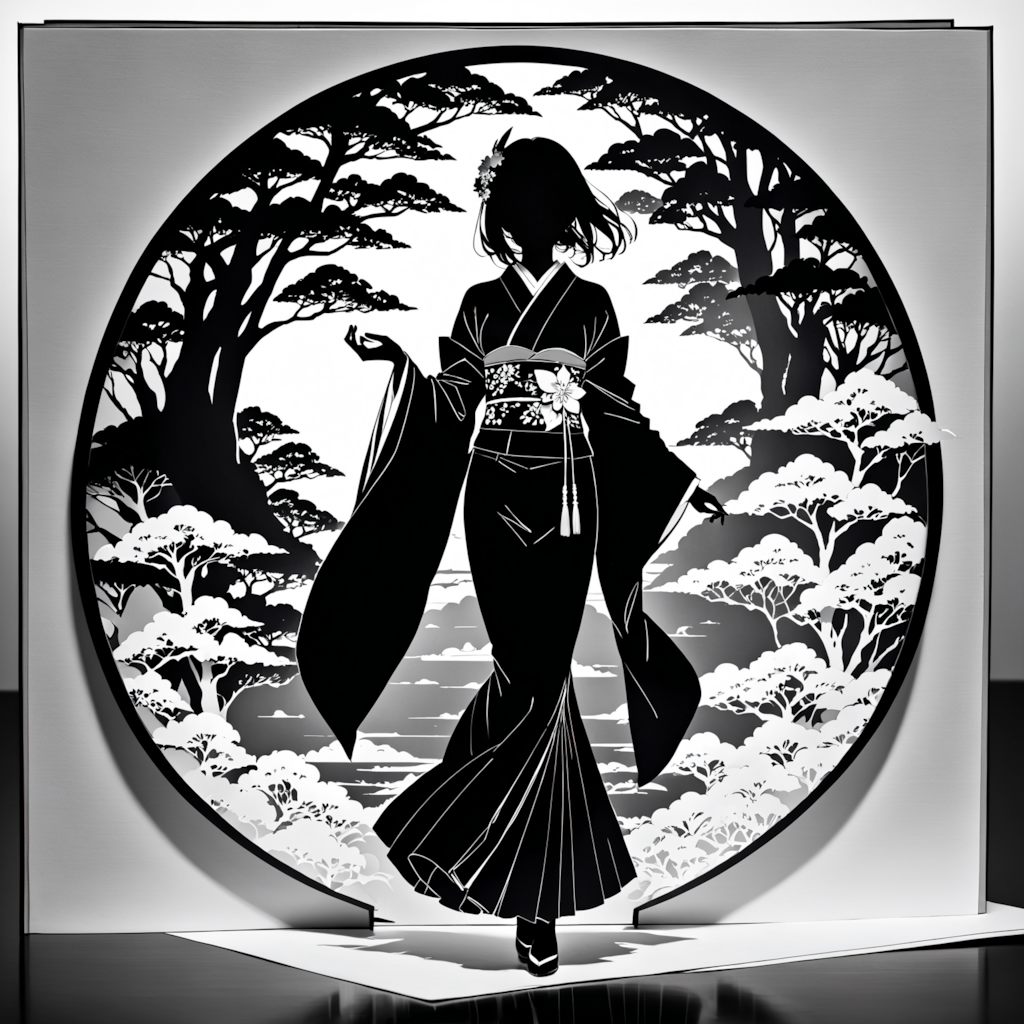 和服美人（ペーパーアート風）