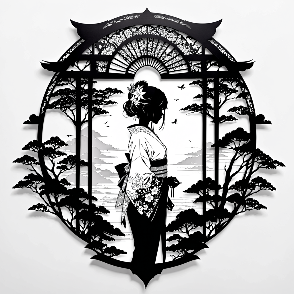 和服美人（ペーパーアート風）