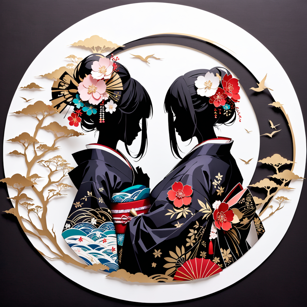 和服美人（ペーパーアート風）