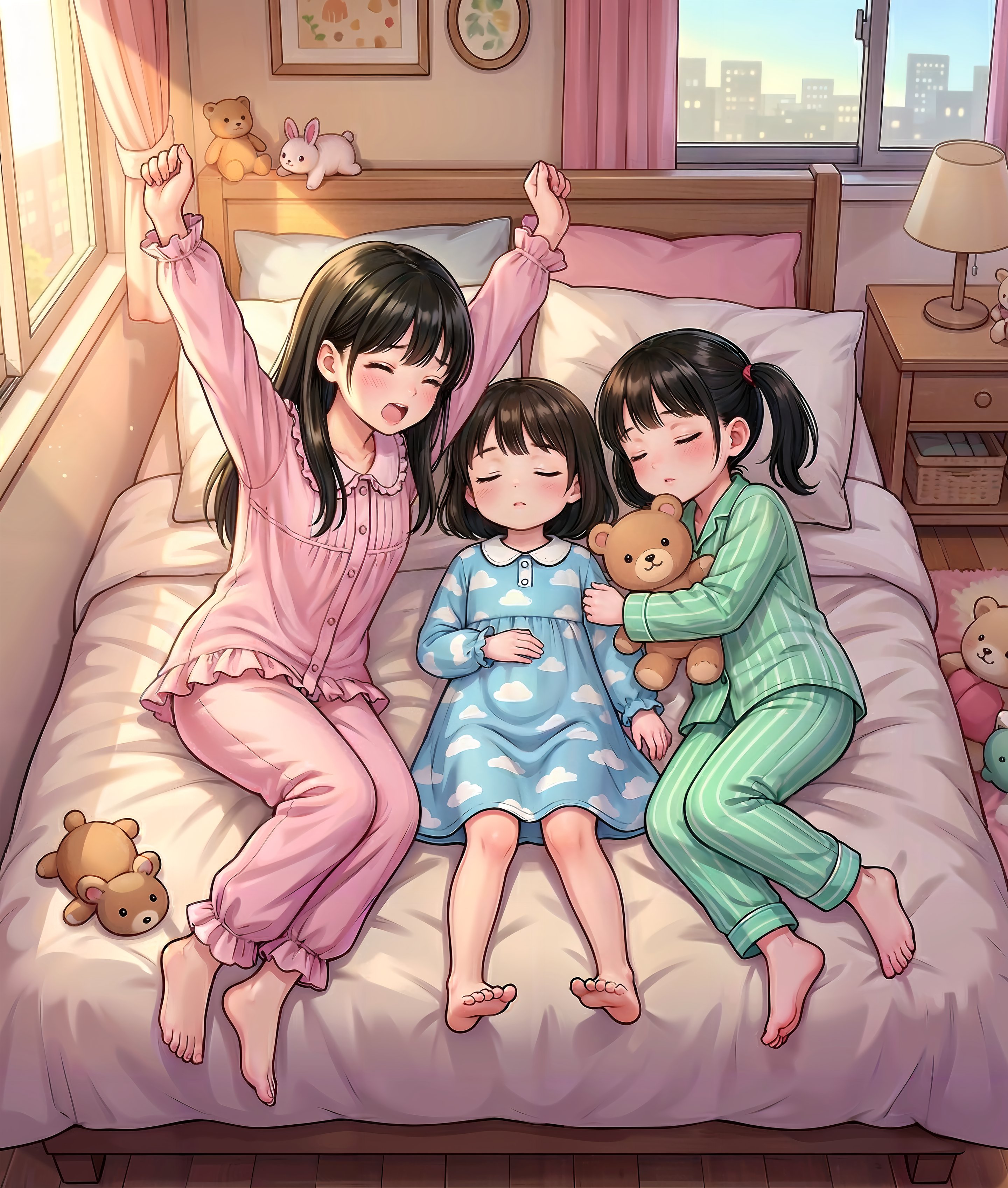 おはよう！三姉妹（連作1/20） | の人気AIイラスト・グラビア