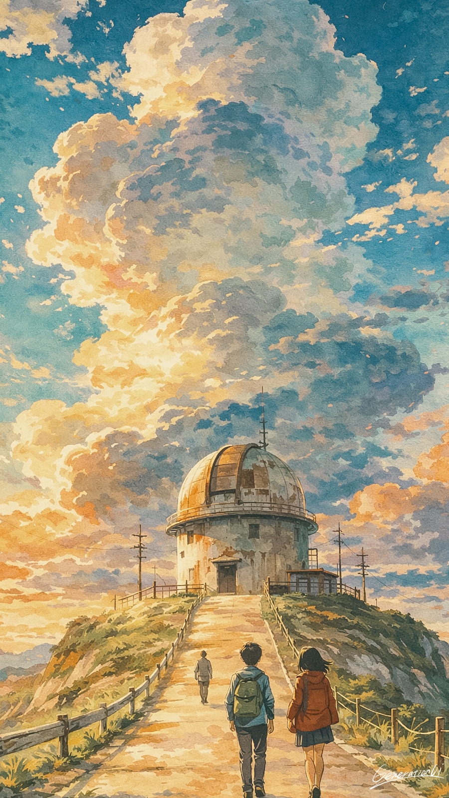 丘の上の天文台へ／スマホ壁紙アーカイブ | の人気AIイラスト・グラビア