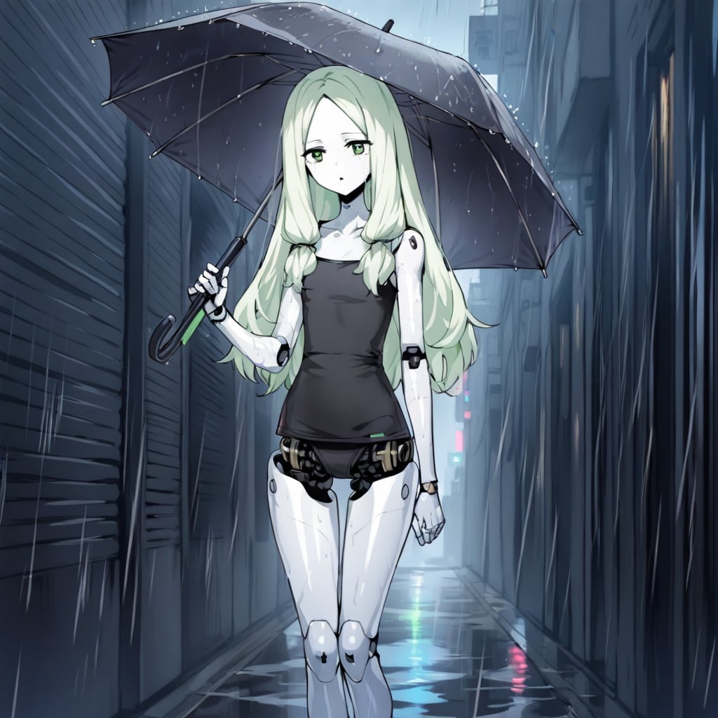 雨の日アンドロイドちゃん | の人気AIイラスト・グラビア