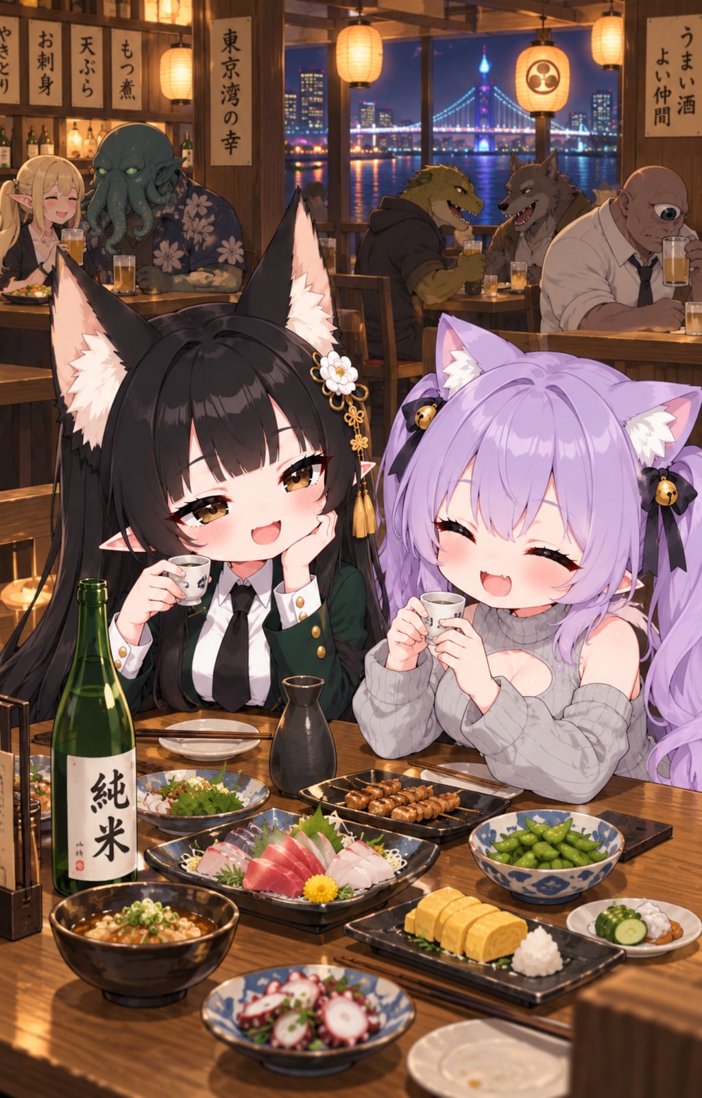 ほろ酔いで意気投合する由乃さんとこまちゃん