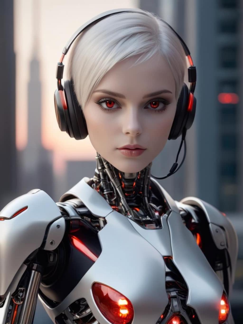 夕暮れにパワードスーツ