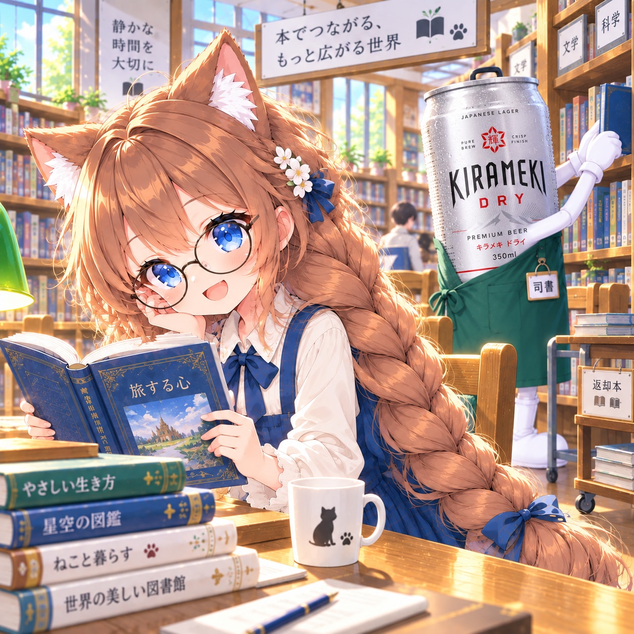 図書館で本を読む小さな女の子 | の人気AIイラスト・グラビア