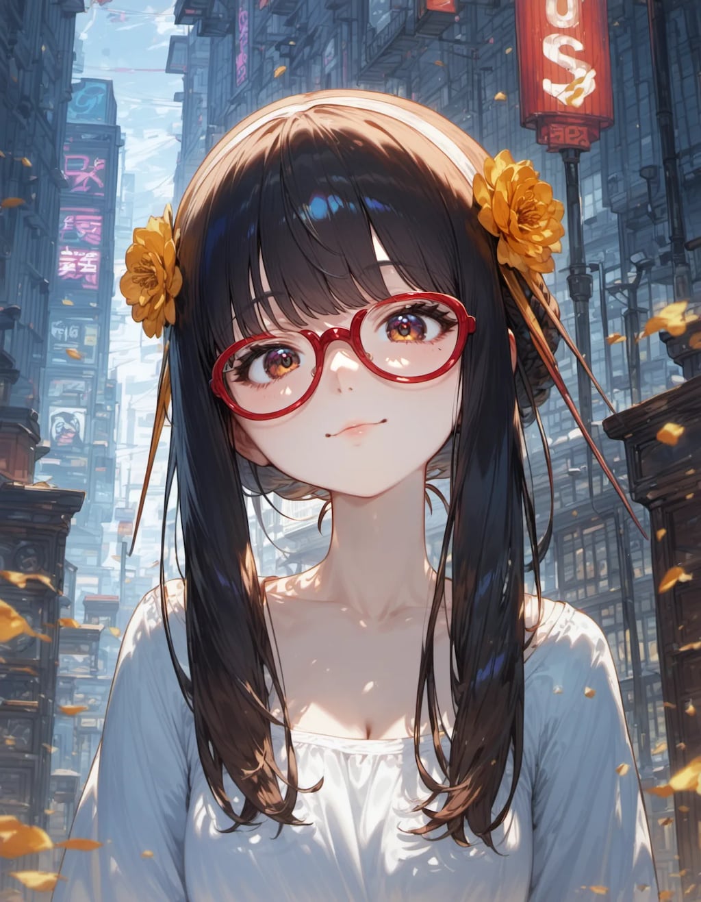 Yellow Flowers and Urban Backdrop