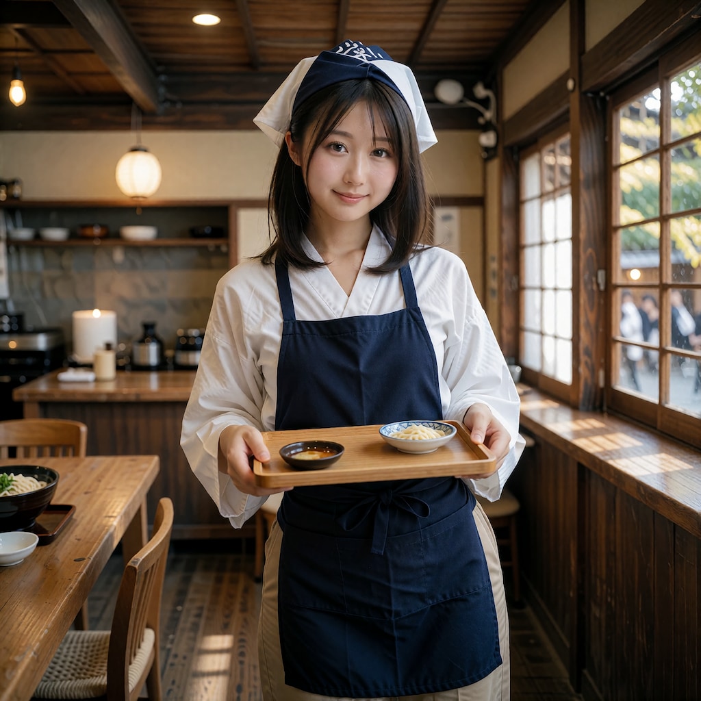 今日はうどん屋さんで働きます
