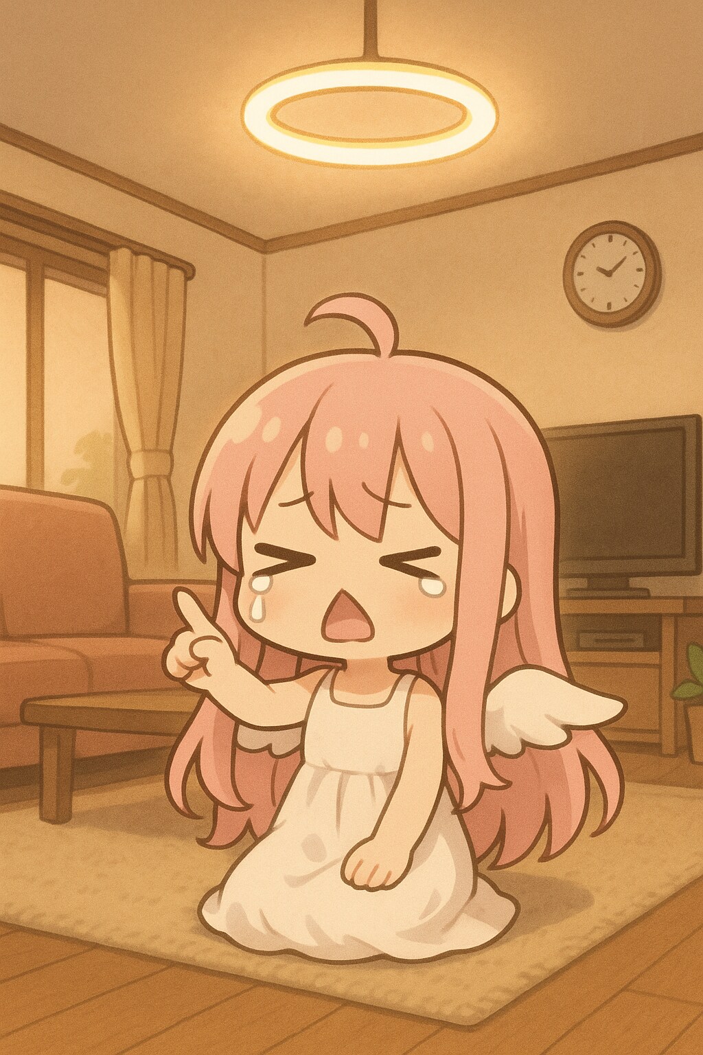 天使の輪をリビングの照明にされたリエニエールちゃん