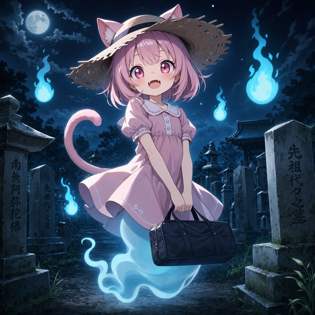 何故か幽霊にされた帰省ねこちゃん
