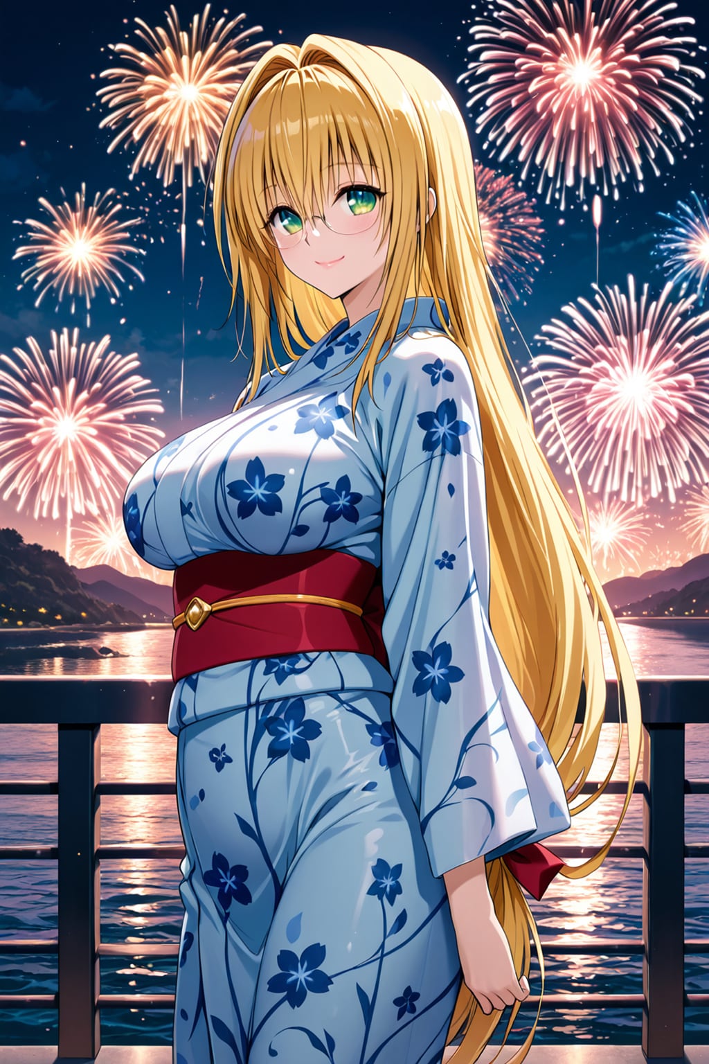 ティアーユ先生と二人。花火の夜に浴衣姿で散策中。