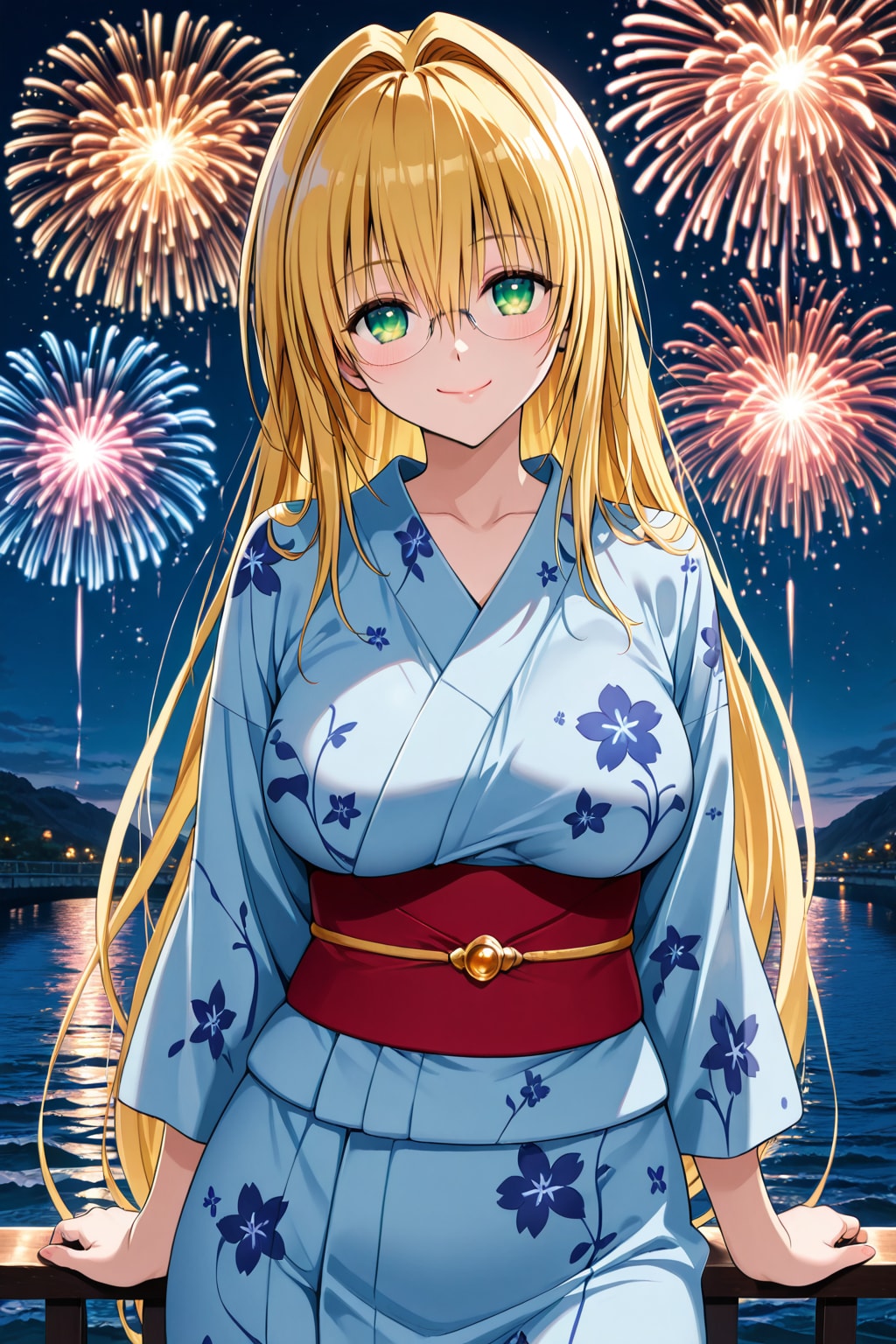 ティアーユ先生と二人。花火の夜に浴衣姿で散策中。