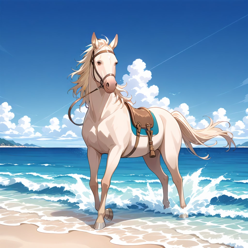 白馬と海 | の人気AIイラスト・グラビア