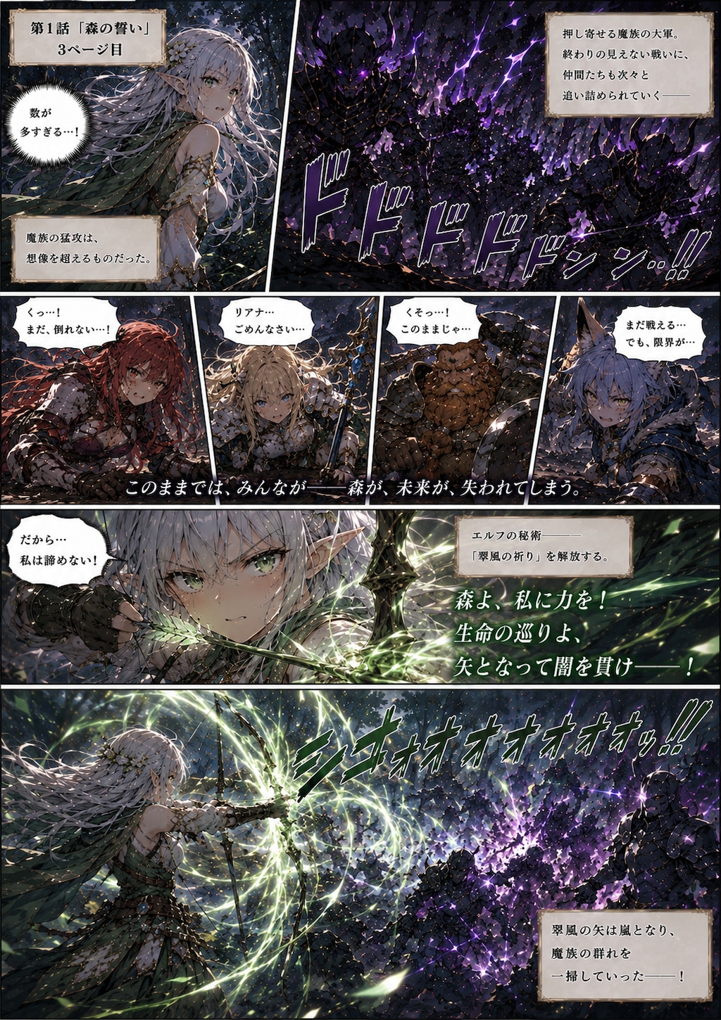 バトルするエルフの女の子