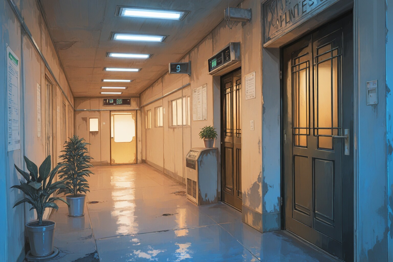 夕日の院内