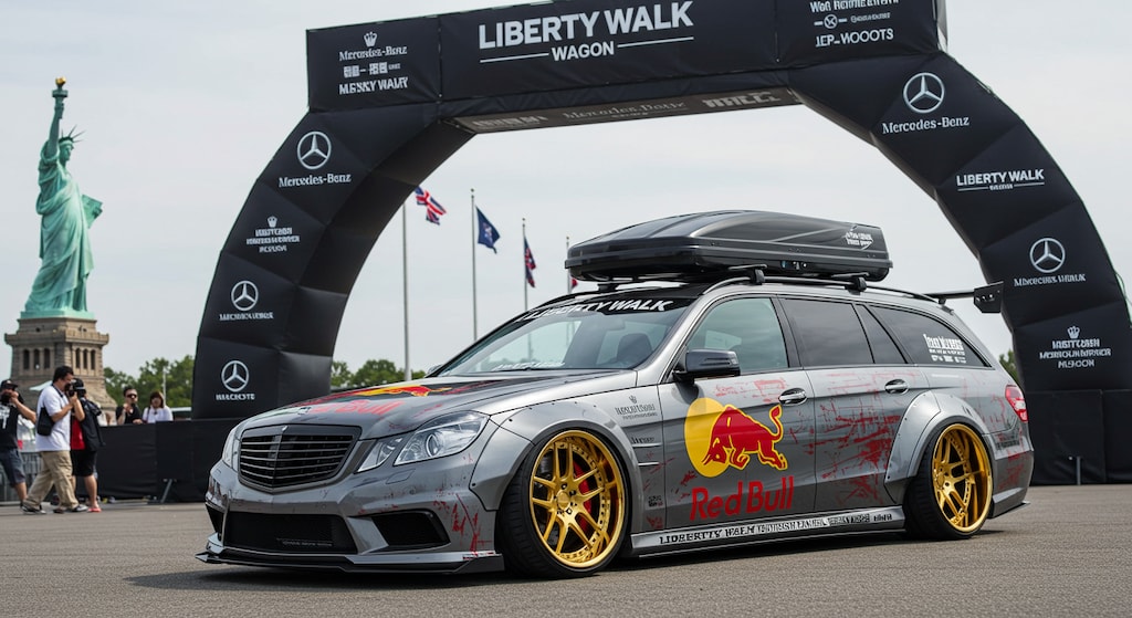 リバティーウォークレッドブルメルセデスベンツワゴンのドリ車