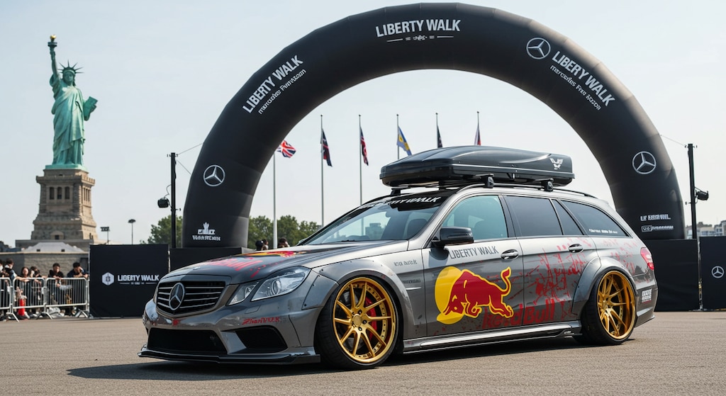 リバティーウォークレッドブルメルセデスベンツワゴンのドリ車