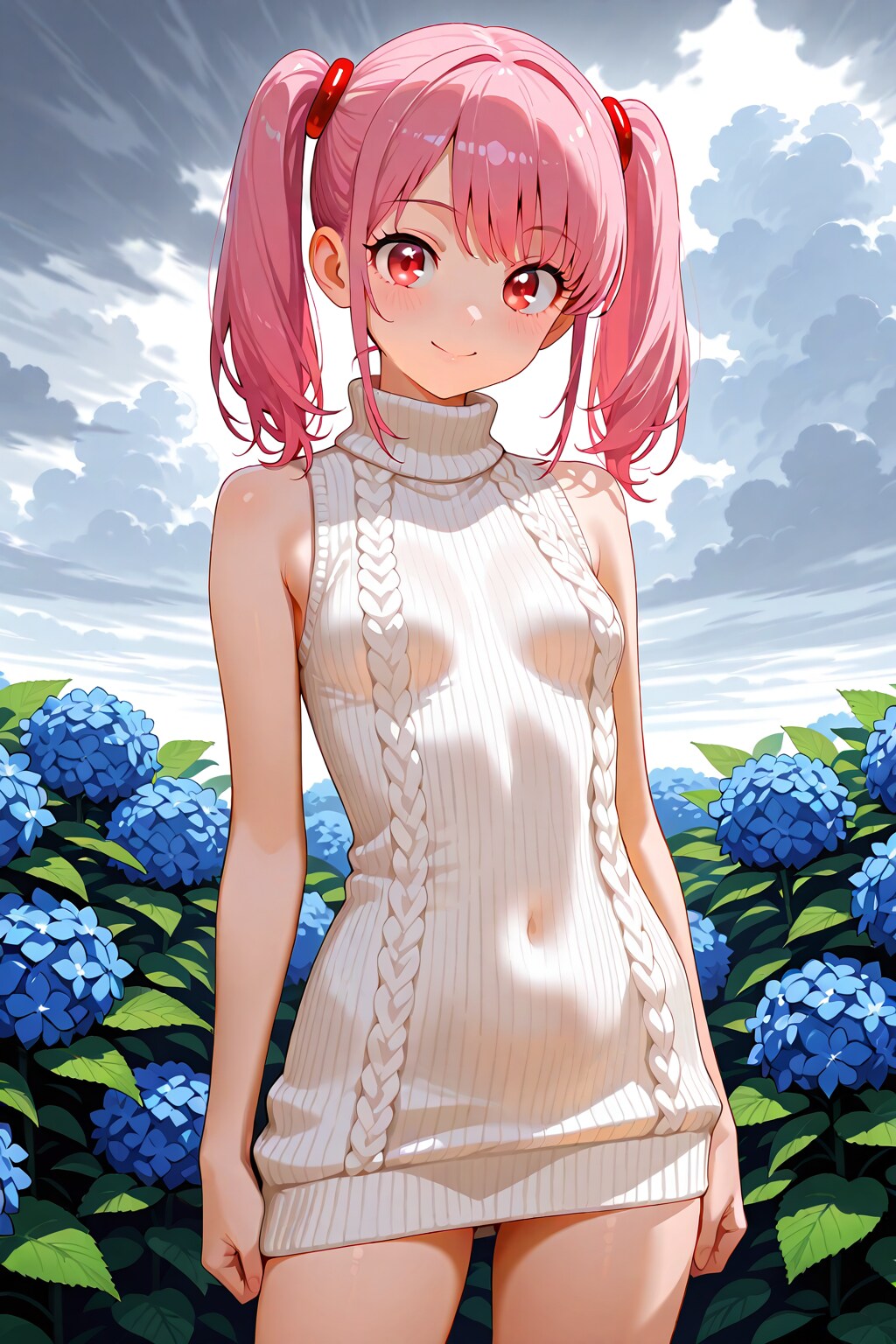 紫陽花と美少女
