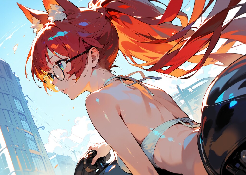 BIKEとけもみみビキニ少女♪　赤と緑のキツネっ娘♡（12枚）