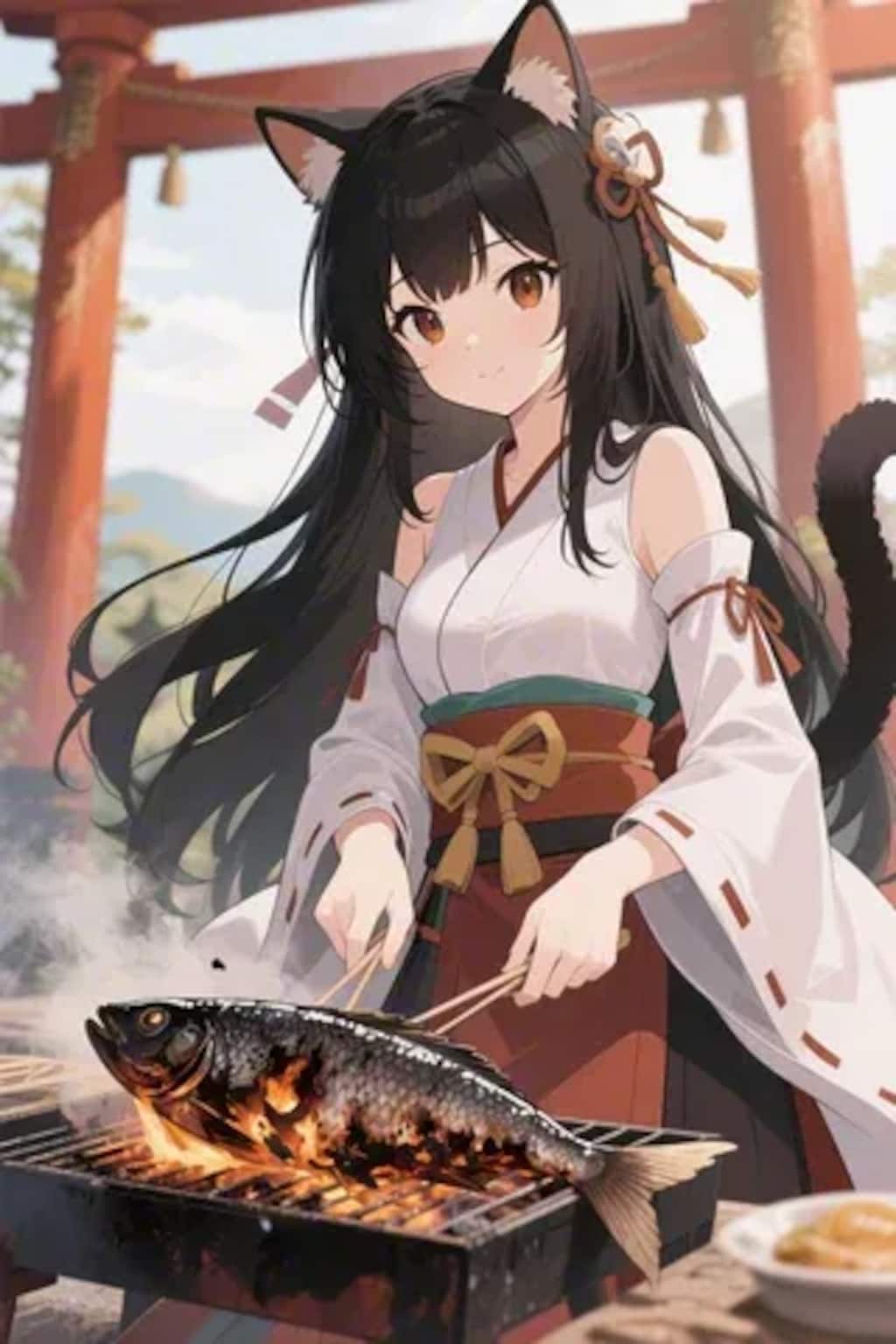 おさかにゃを焼くさくらちゃん