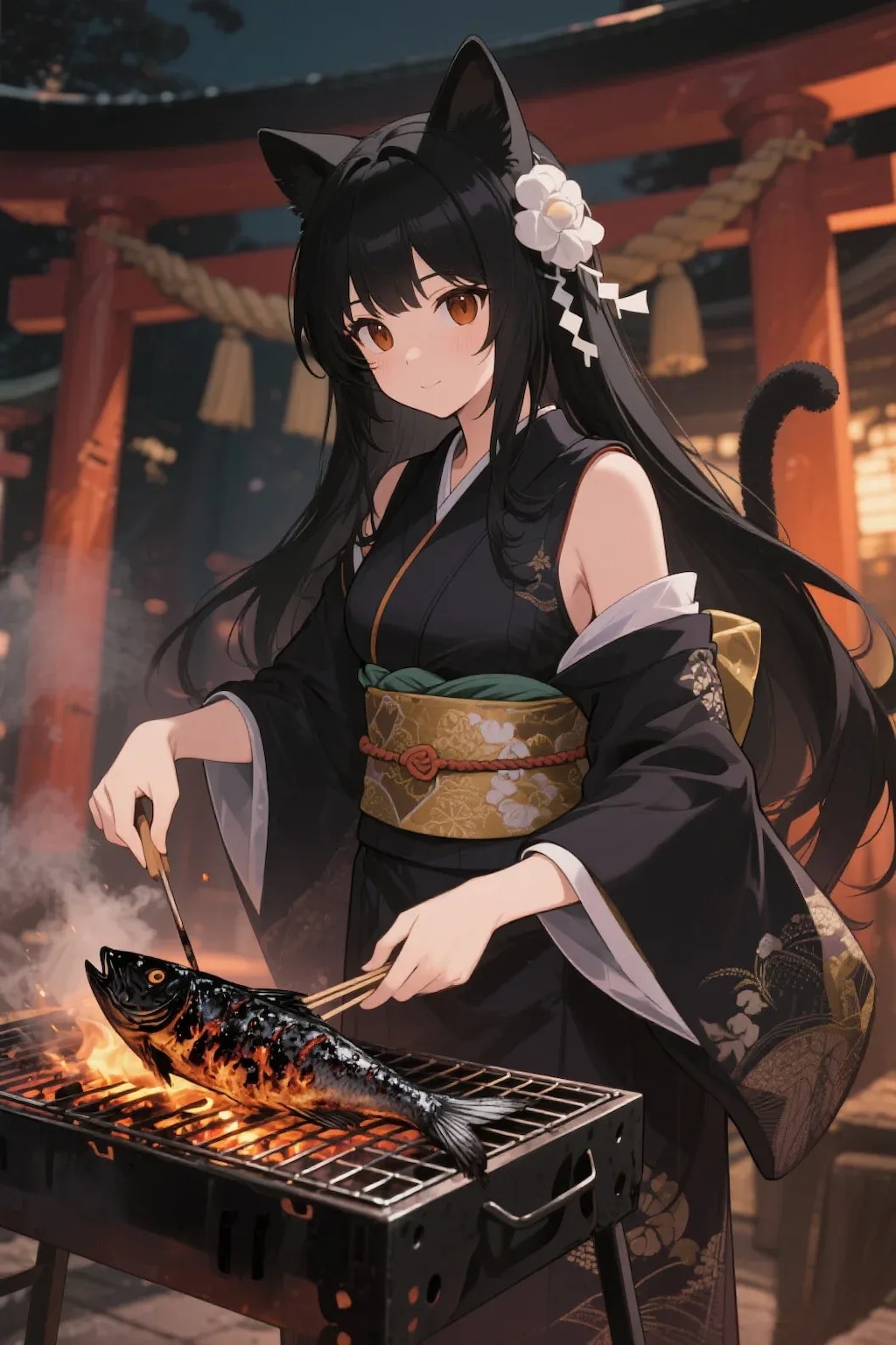 おさかにゃを焼くさくらちゃん