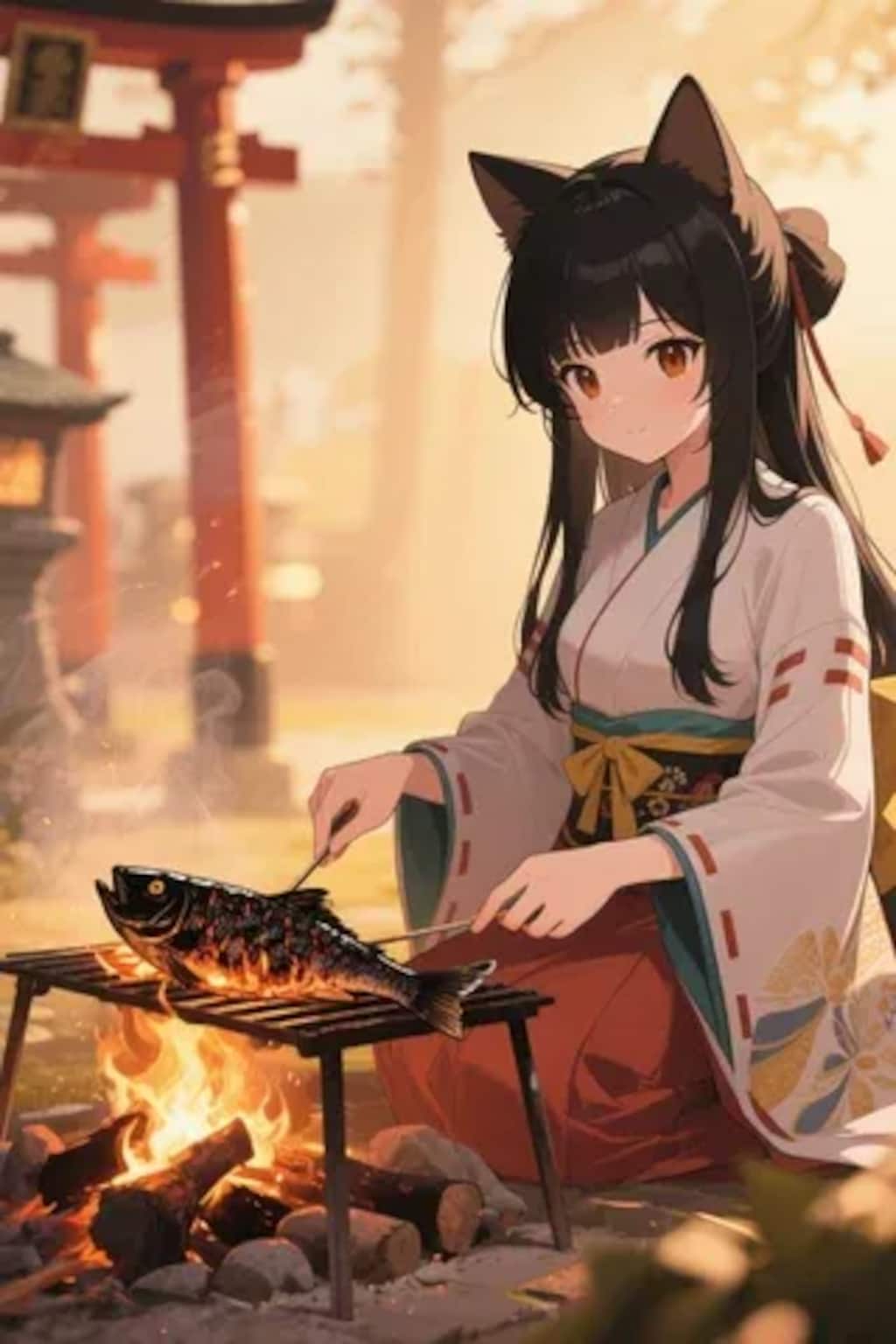 おさかにゃを焼くさくらちゃん