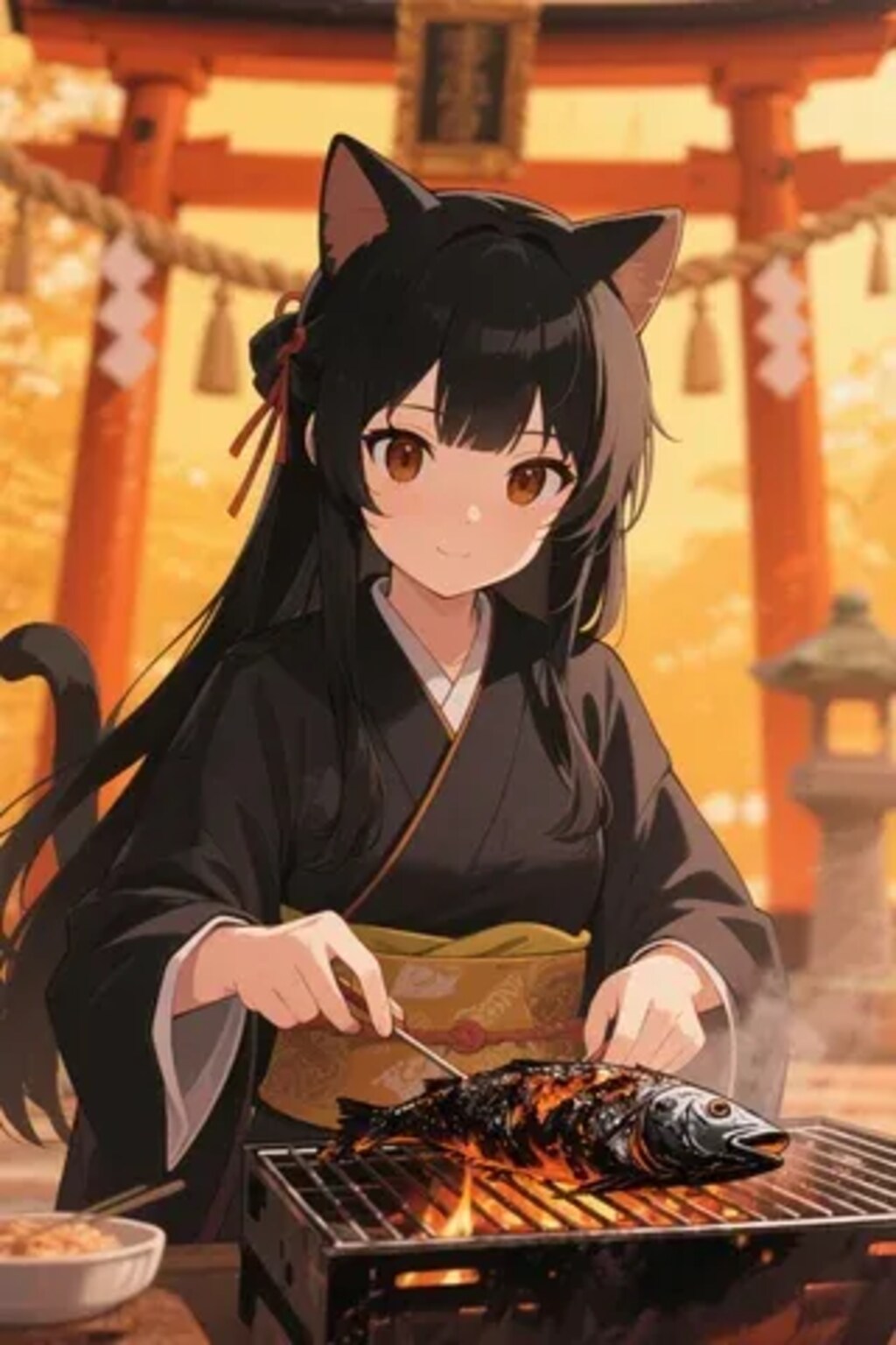 おさかにゃを焼くさくらちゃん