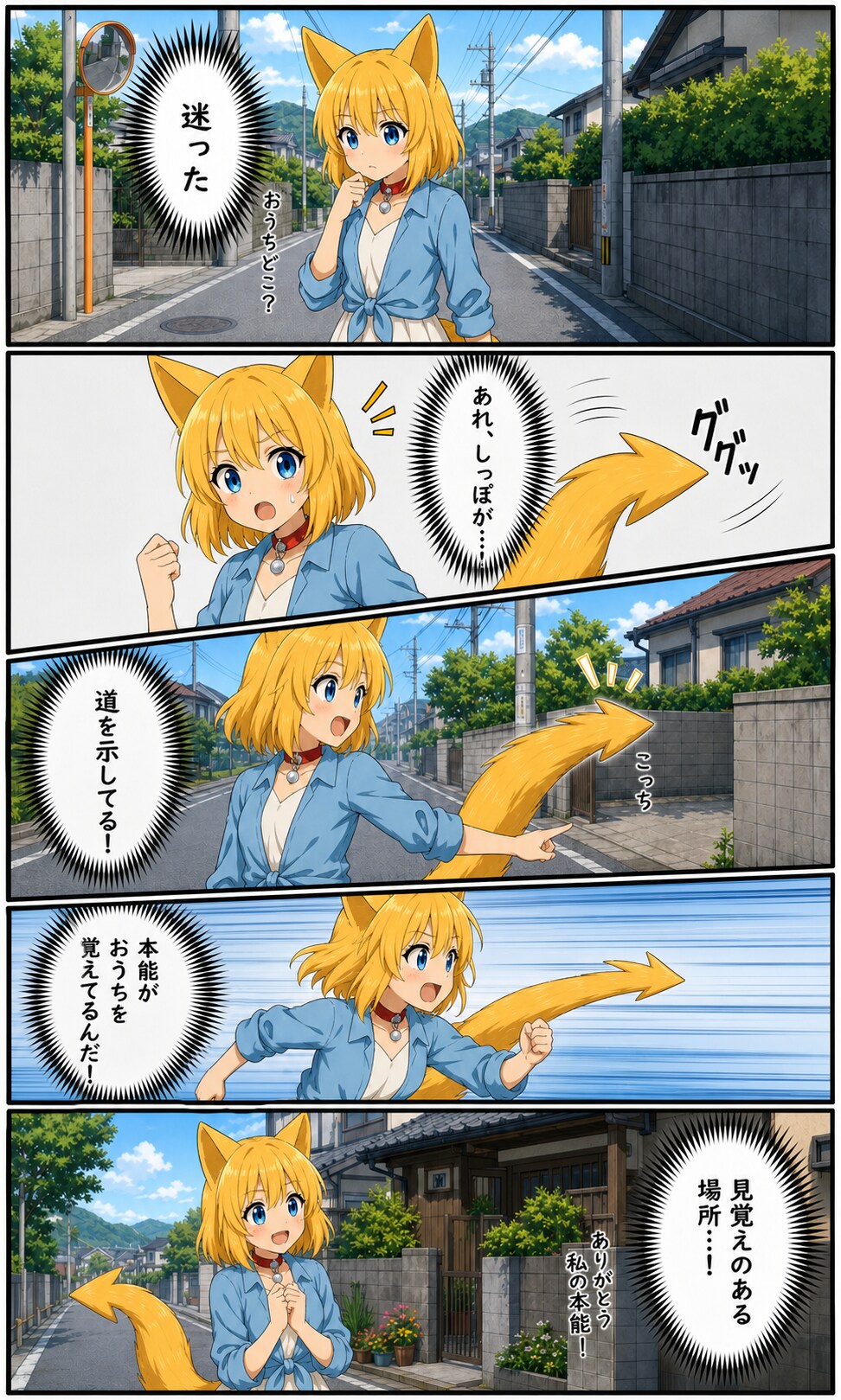しっぽナビに導かれるキツネ