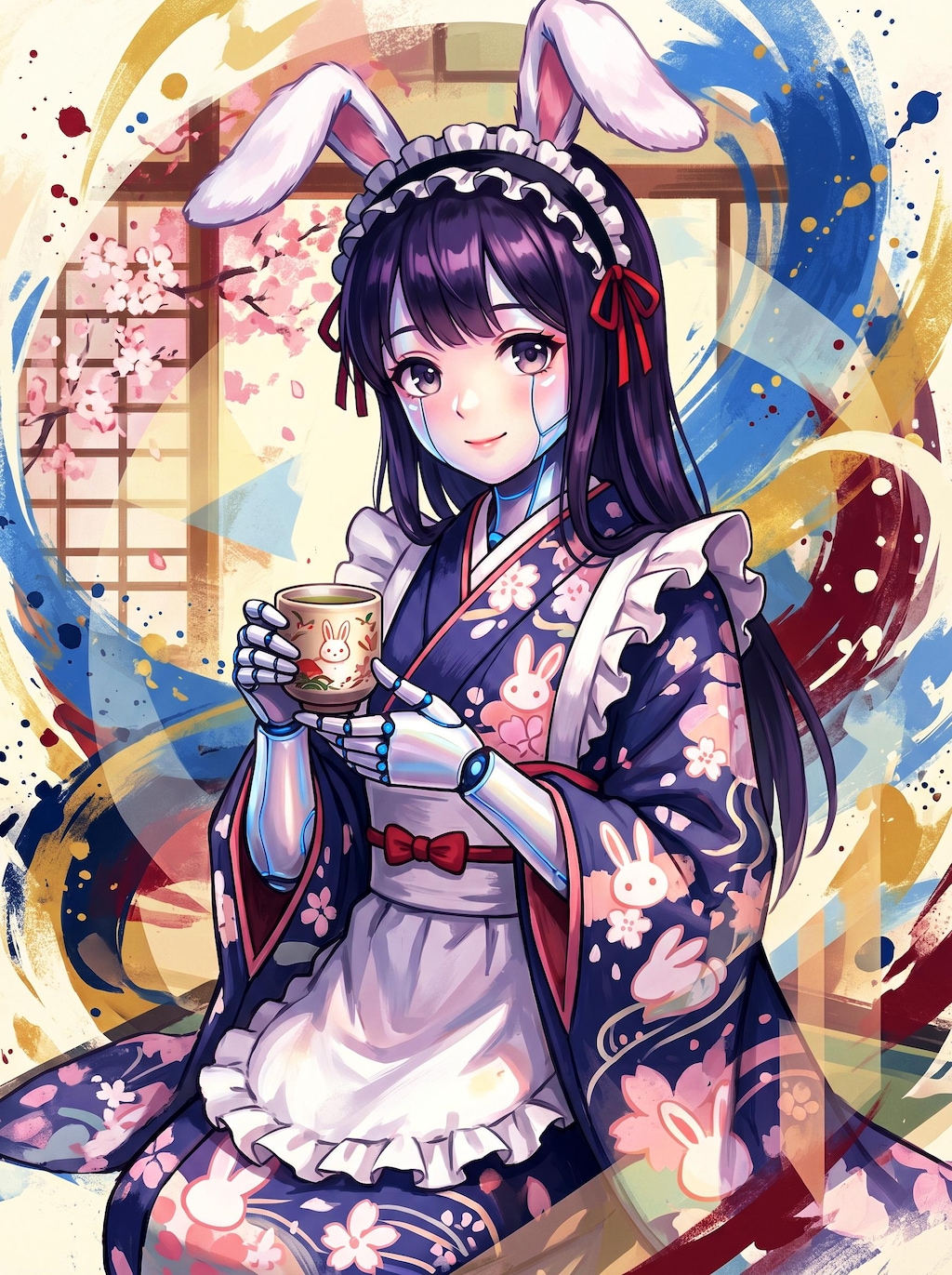 ウサ耳着物アンドロイドメイド