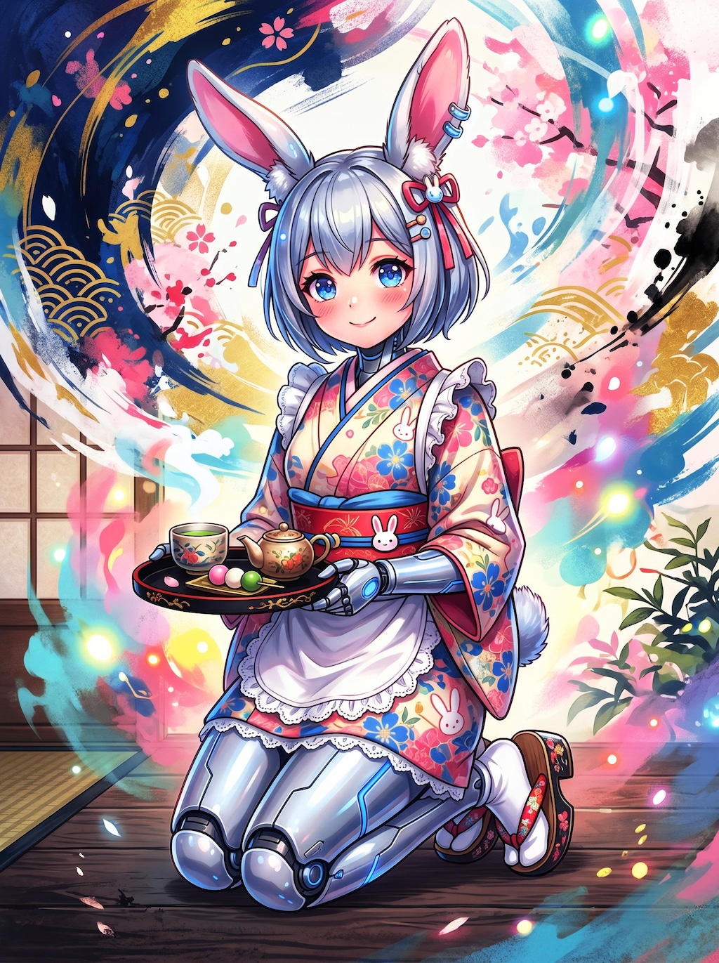 ウサ耳着物アンドロイドメイド