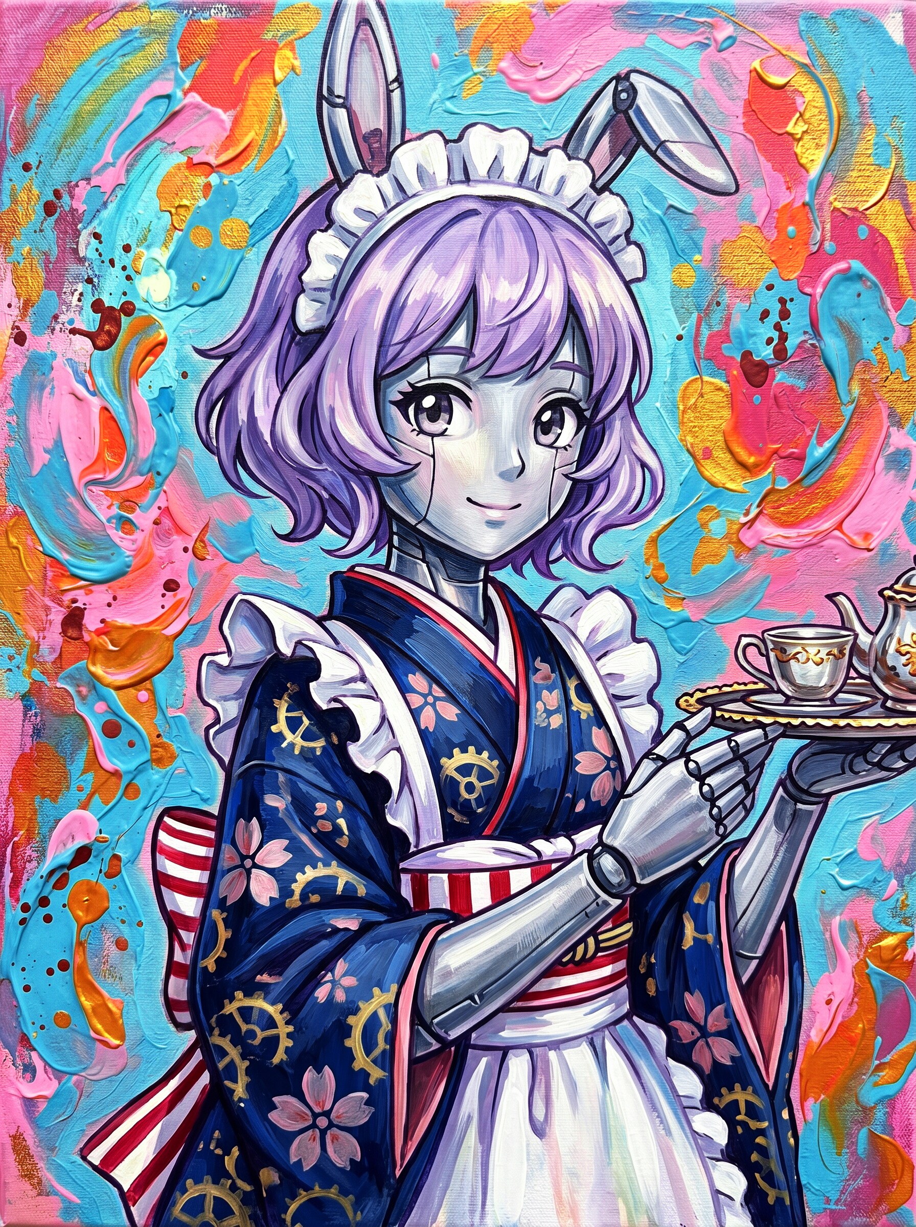 ウサ耳着物アンドロイドメイド | の人気AIイラスト・グラビア