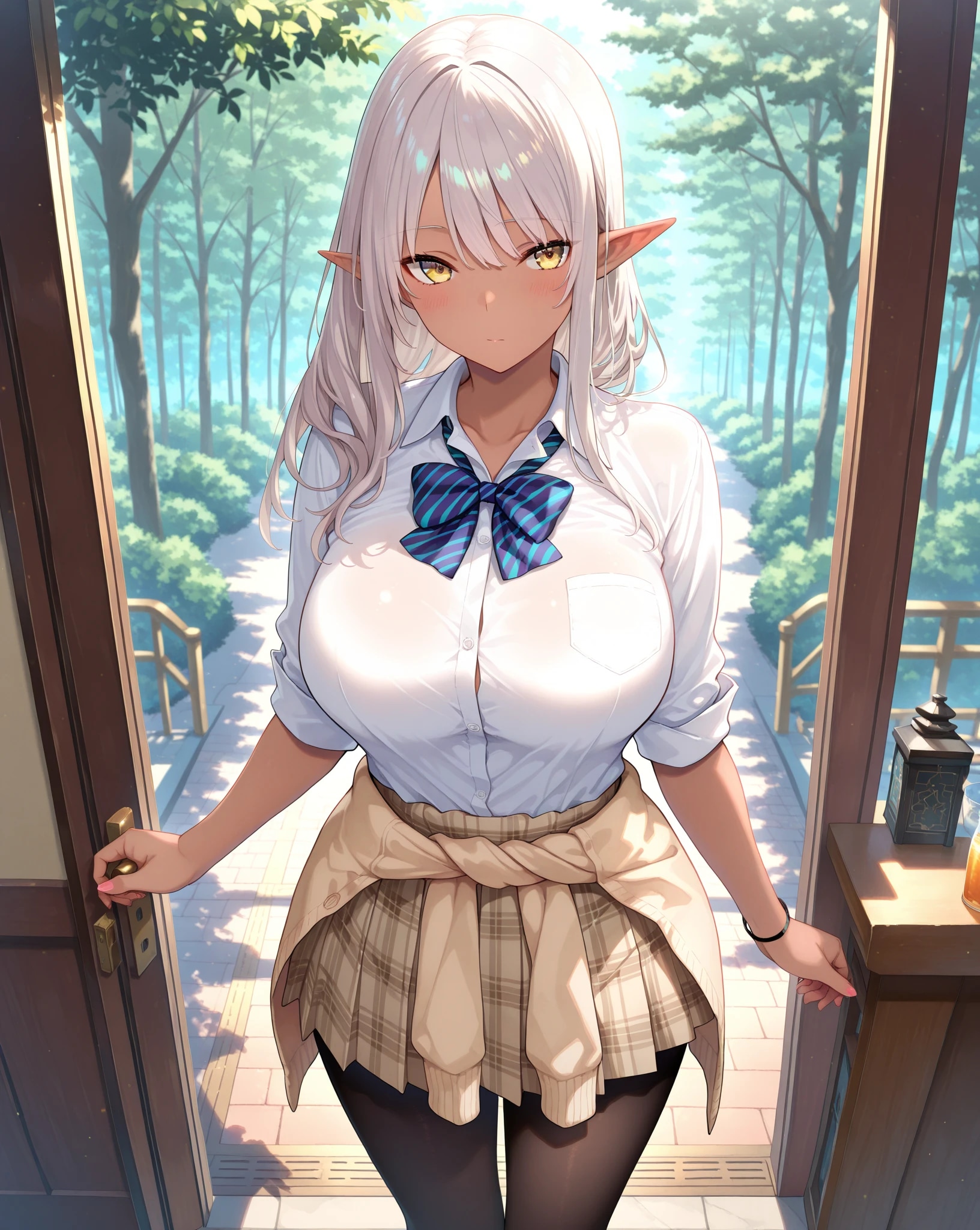 ダークエルフの制服姿