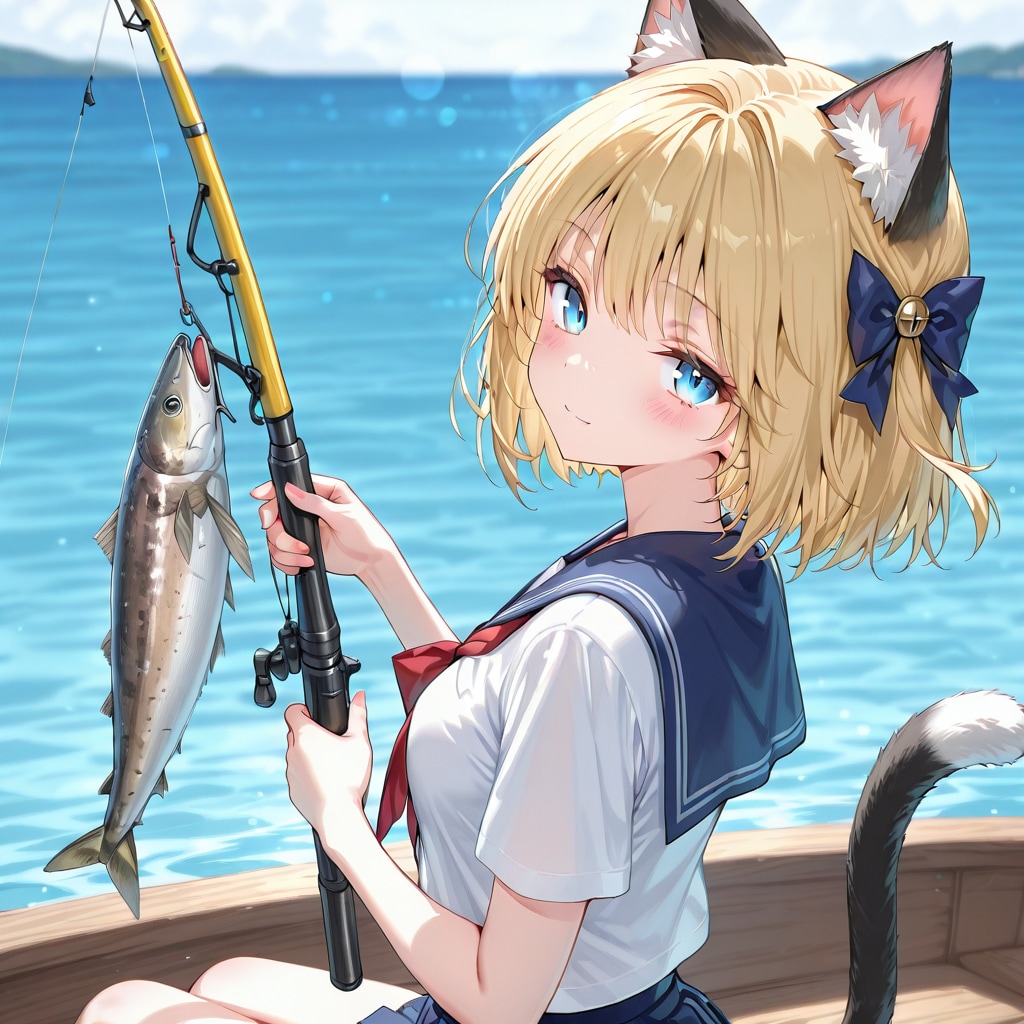 セーラーで魚釣り