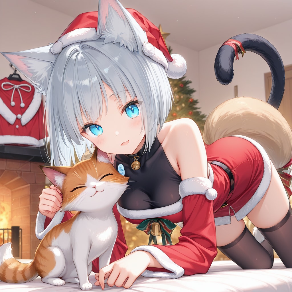 サンタコスの猫耳さん | の人気AIイラスト・グラビア