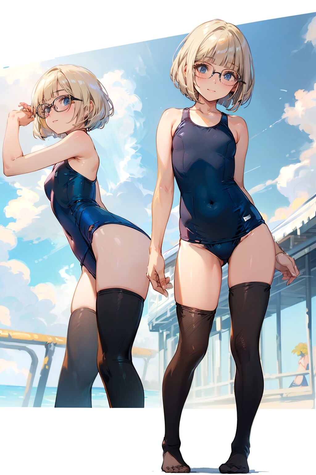 スク水の眼鏡っ娘