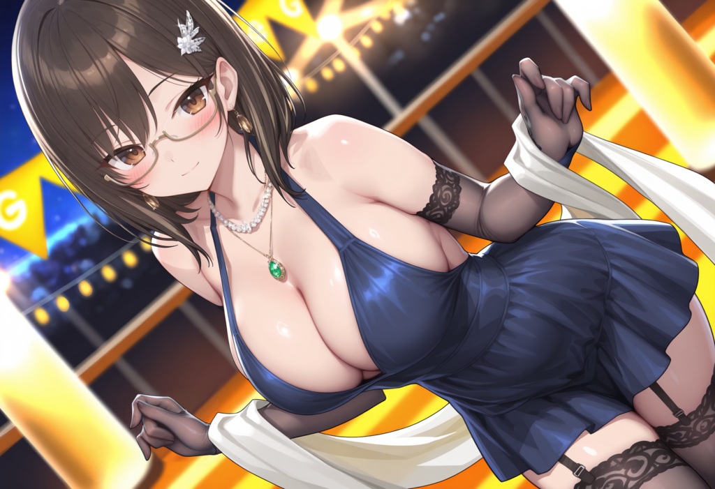 青サキュバスさん（擬態モード）・パーティドレス