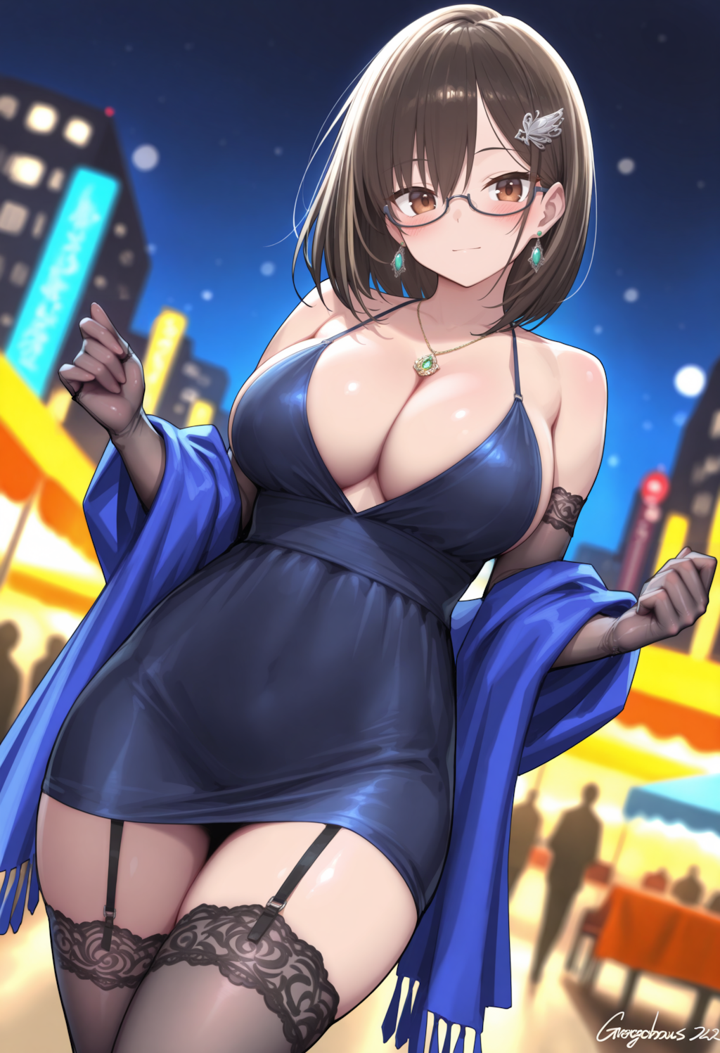 青サキュバスさん（擬態モード）・パーティドレス