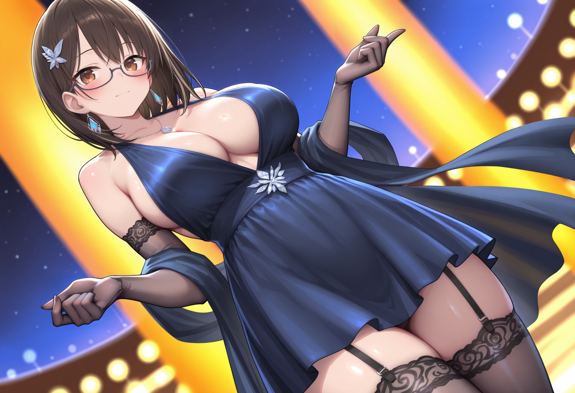 青サキュバスさん（擬態モード）・パーティドレス